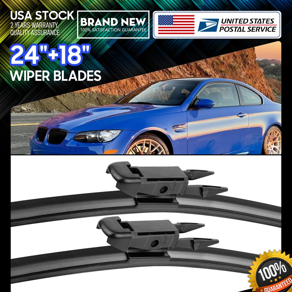 Durable 24-Inch and 18-Inch Hybrid Bracketless Wiper Blade Set