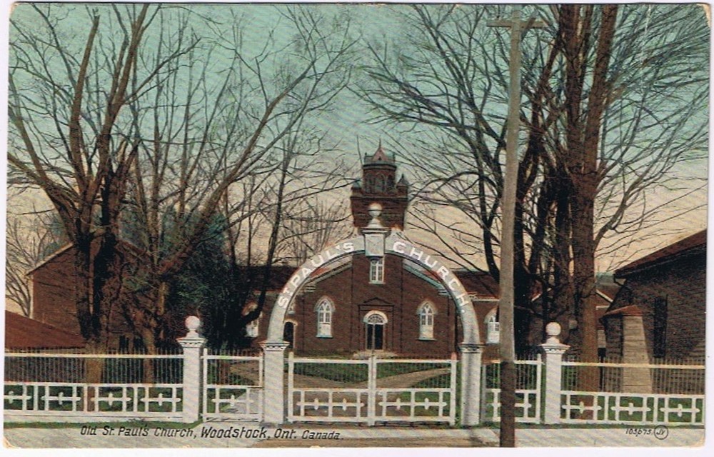Postcard Old St Paul's Church Woodstock Ontario