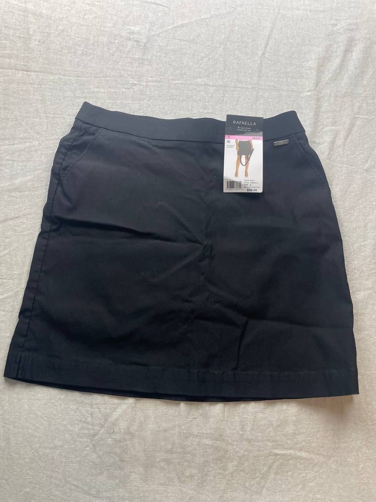 Rafaella Women's Black Stretch Skort with Functional Front Pockets S NWT