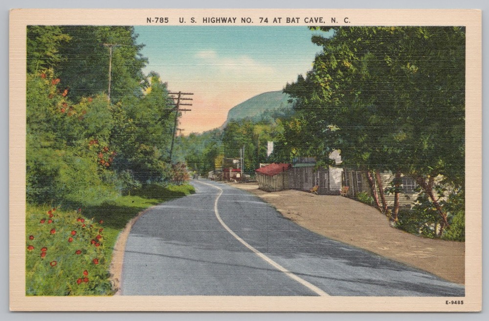 Linen~Bat Cave North Carolina~Us Highway No 74~Vintage Postcard