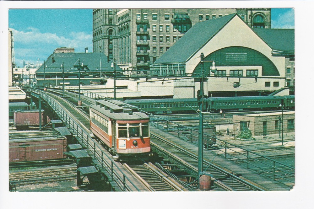 Lost Railroads Of Chicago No. 1 C.T.A. Illinois Central Chrome Postcard