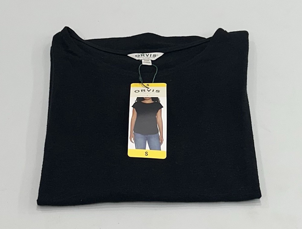 Orvis Women's Scoop Neck Linen Blend Short Sleeve Top, Black, Size S