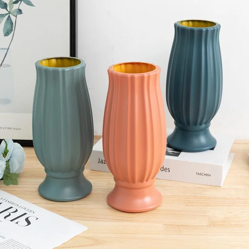 Flower Vase Home Decor Plastic Multicolor Modern Solid Small Jar Free Stand