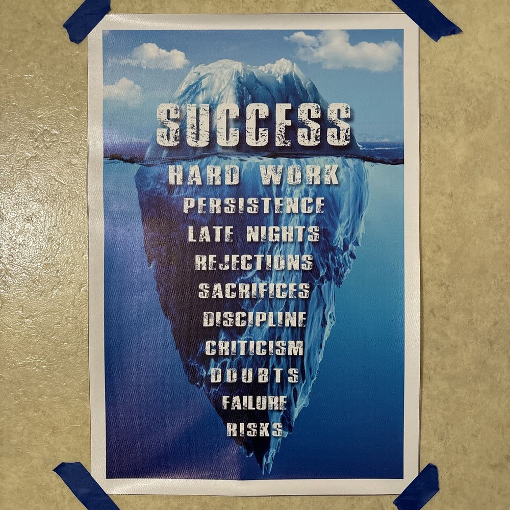 Success - Positive Motivation Poster ✅ Iceberg ✅ Canvas Wall Art Office ✅ 12x18”