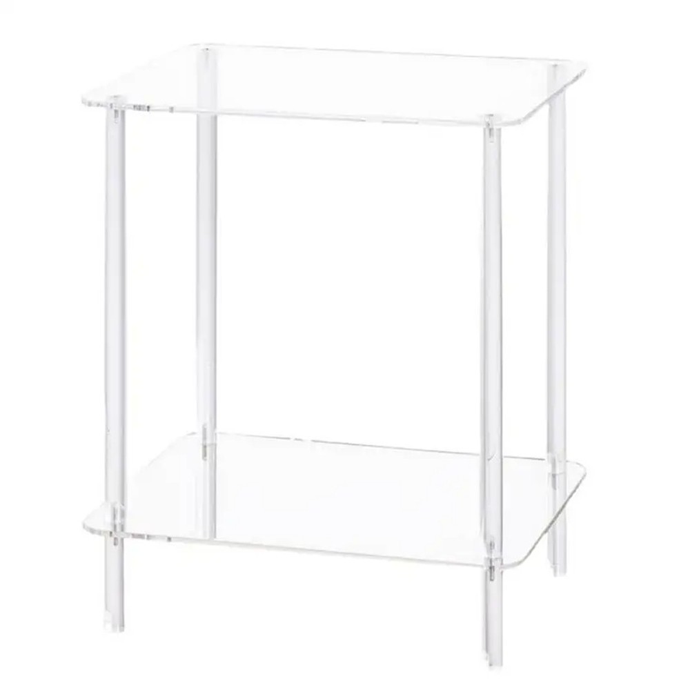 Acrylic Square Coffee Table Modern Side Accent Table for Sofa or Bedside