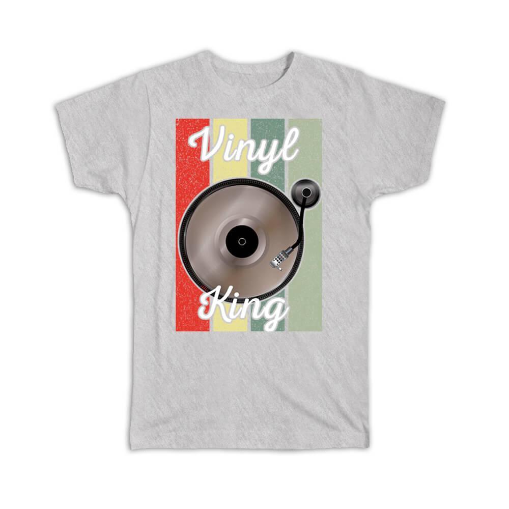 Gift T-Shirt : Vinyl King Retro Art Print Record Music Gradient Turntable Colors