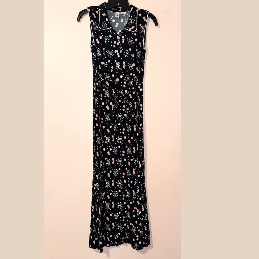 American Eagle Vintage 90s Black Floral Maxi Dress Size 2