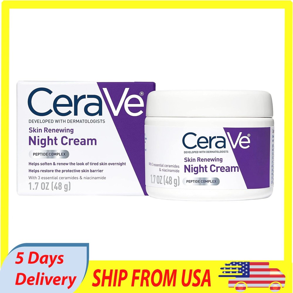 CeraVe Skin Renewing Night Cream with Niacinamide Peptides Hyaluronic Acid