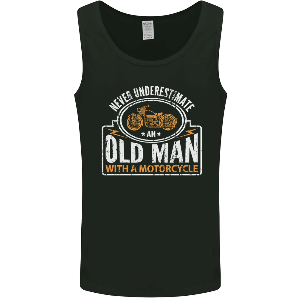 Old Man With a Motorcycle Biker Motorcycle Mens Vest Tank Top