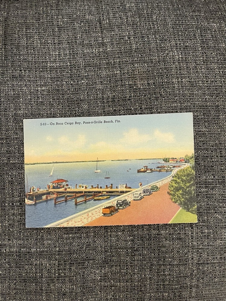 Linen Postcard St. Petersburg, FL~ On Boca Ceiga Bay, Pass-a-Grille Beach