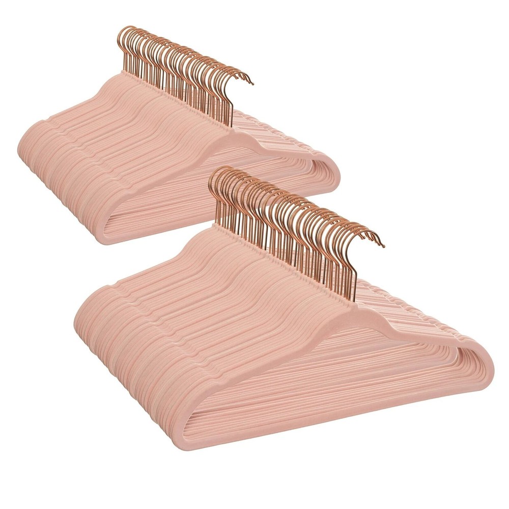 Non-Slip Velvet Clothes Hangers, Spce Saving and Sturdy, 100 Pack&Pink Color
