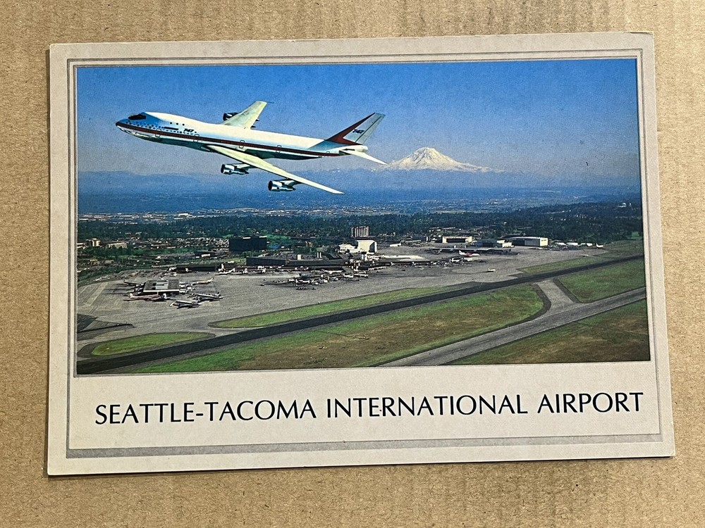 Postcard Seattle Tacoma International Airport WA Washington Plane Scenic View