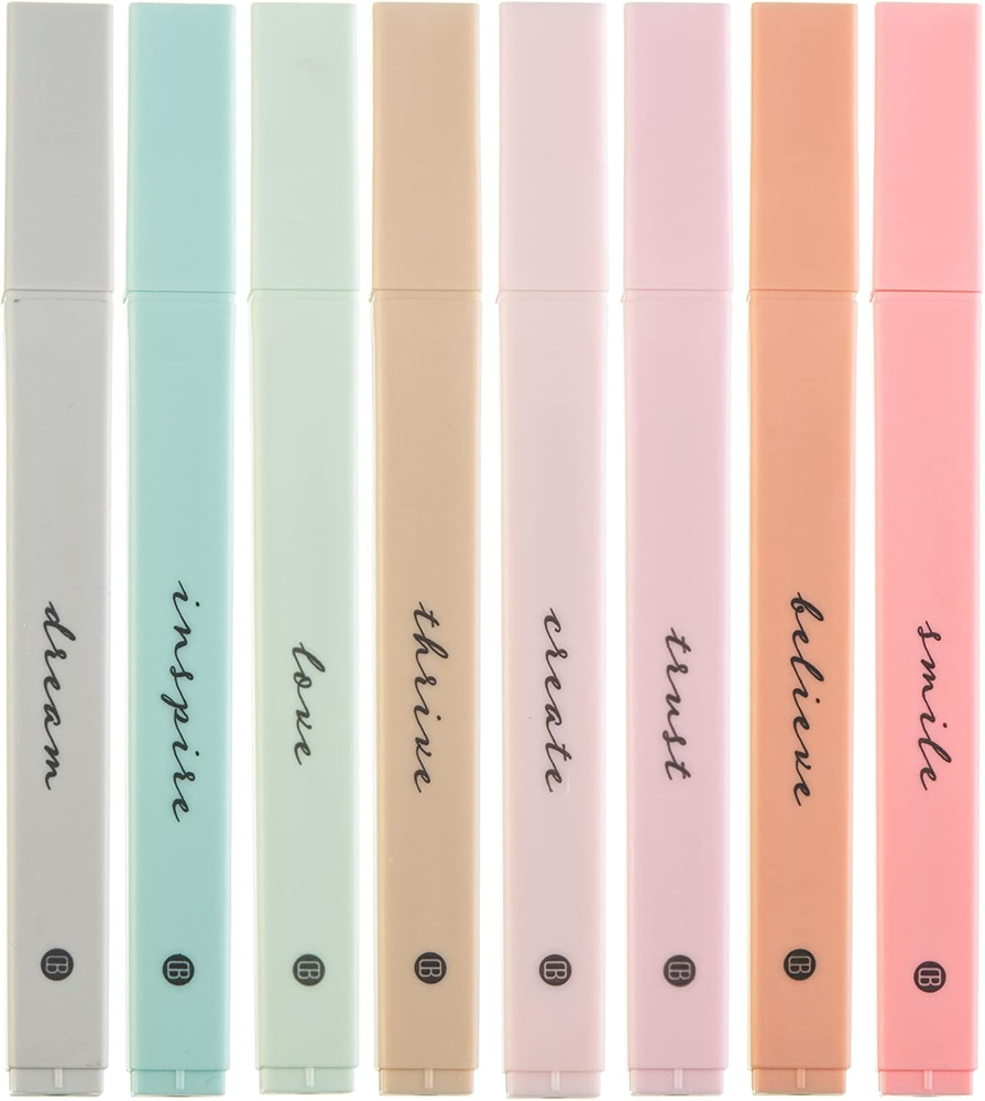 Bible Highlighters, Soft Chisel Tip, 8 Pack Assorted Colors, No Bleed