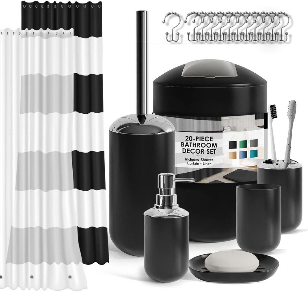 Clara Clark Bathroom Set - Black Accessories Complete Set,