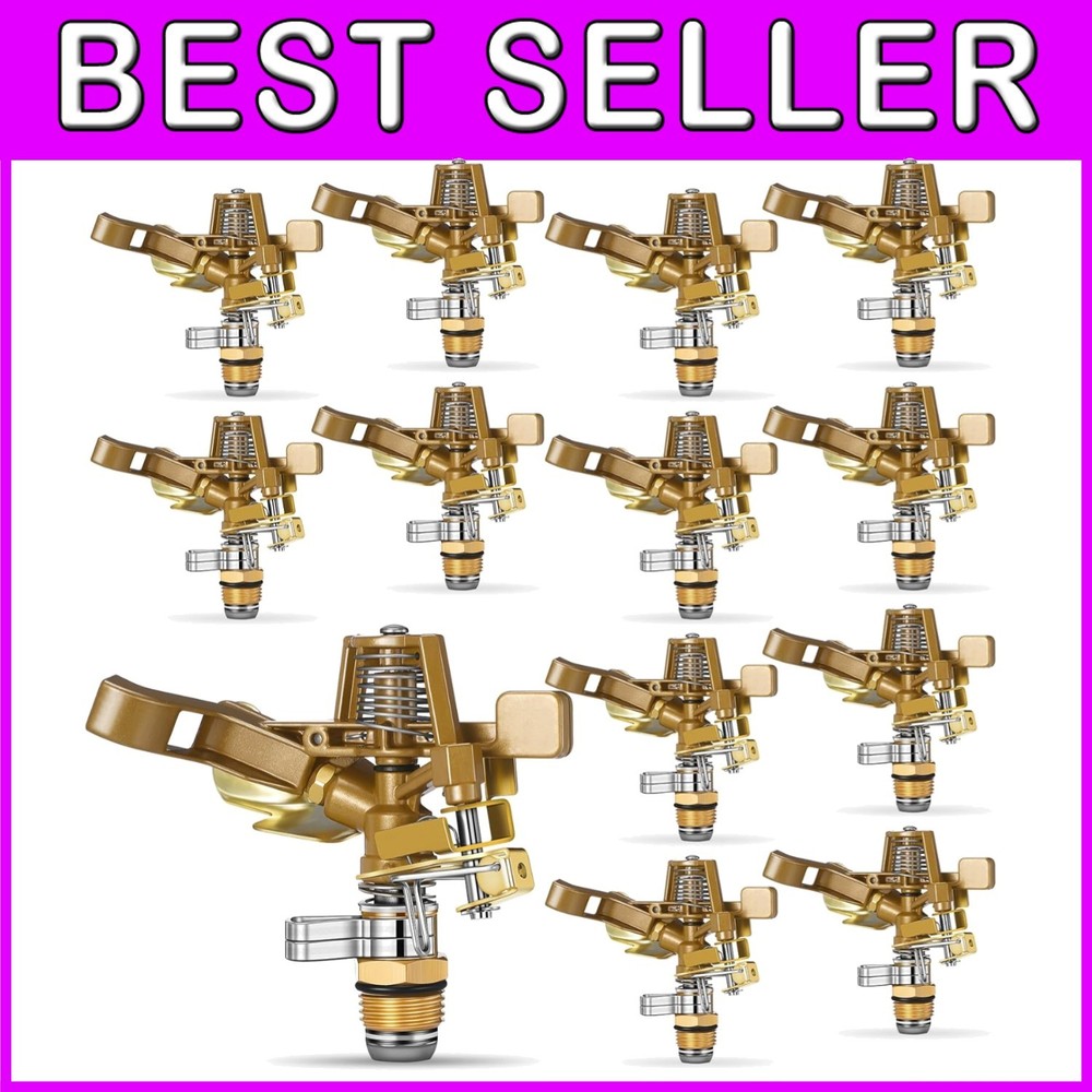 Heavy-Duty Gold Brass Sprinkler Set - 12 Adjustable 360-Degree Heads for Gardens