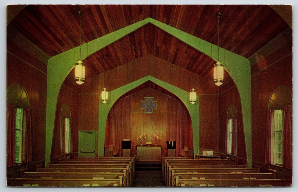 Interior~Chautauqua NY~Intl Order Of The King Vanderbeck Chapel~Vintage Postcard