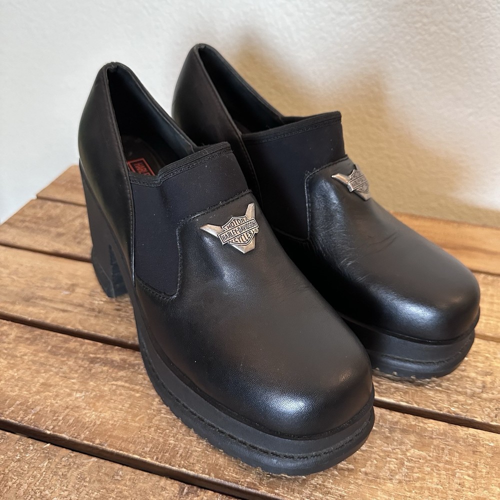 Harley Davidson Boots Womens Chunky Size 6  Black Platform Y2K Retro Biker.