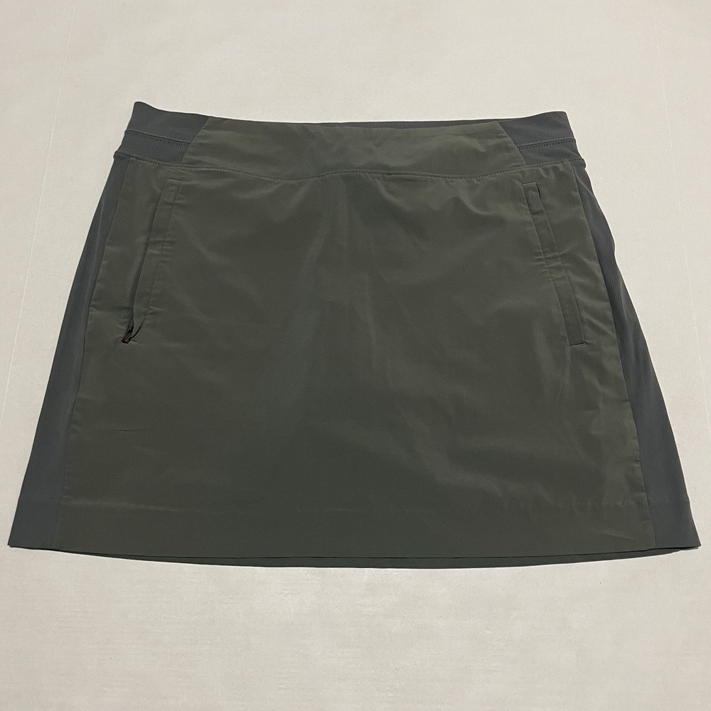 Athleta Skirt Skort Women’s Zip Pockets Golf Tennis Size 12 Gray Green
