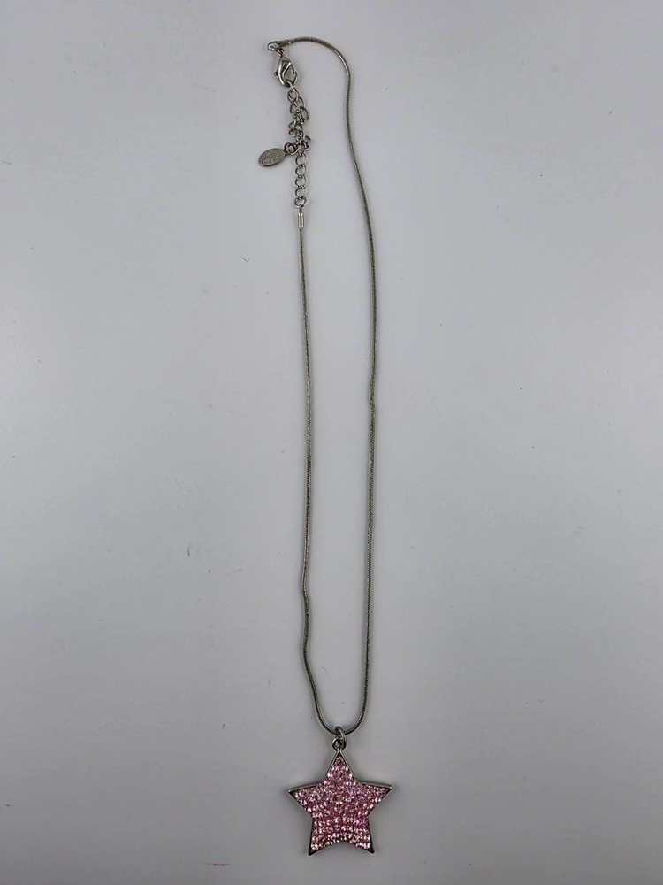 Kirks Folly Vintage Pink Star Pavé Silver Tone Necklace with Extender