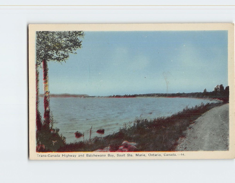 Postcard Trans Canada Highway & Batchewana Bay Sault Ste. Marie Ontario Canada