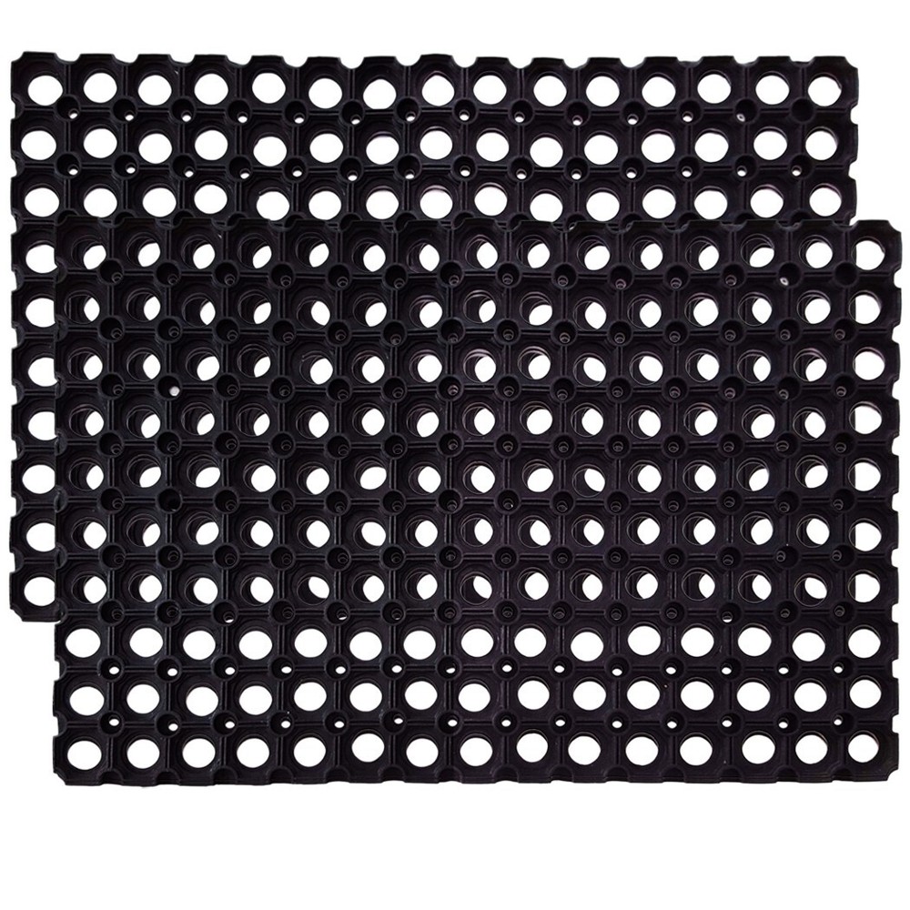 Anti-fatigue rubber floor mats with drainage for restaurant & bar - set of 2