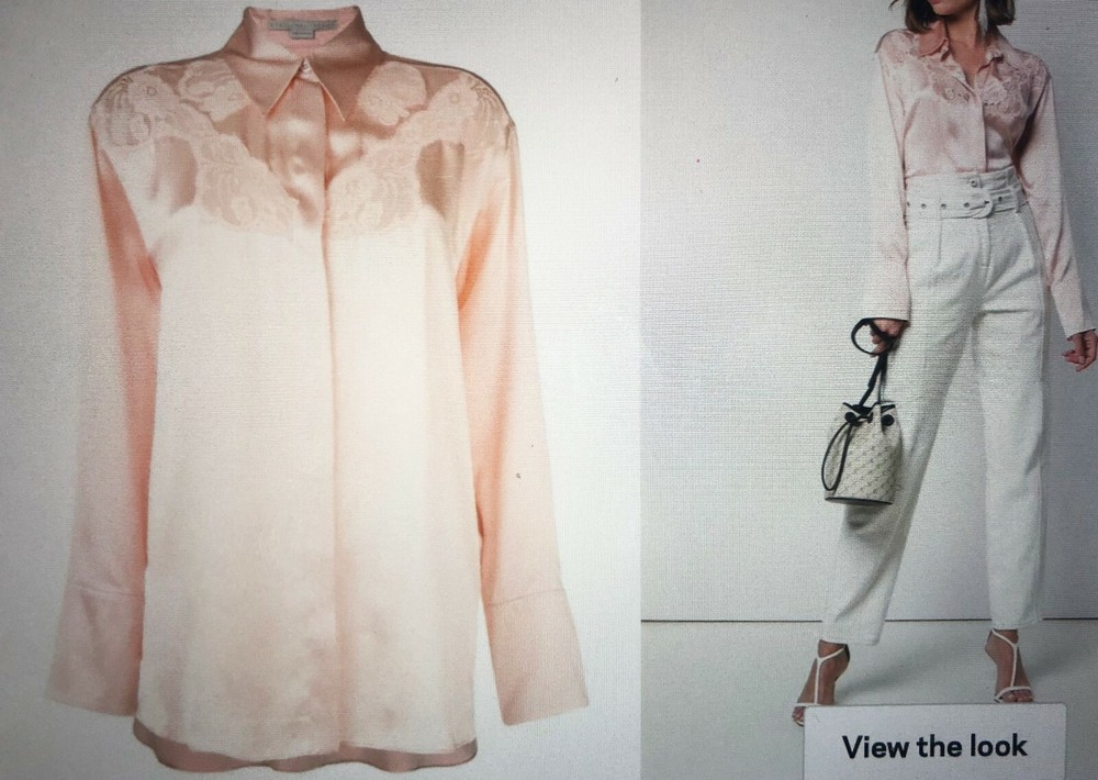 Stella McCartney Pink Silk Blouse with Lace Detail Size 36 Retail $1150
