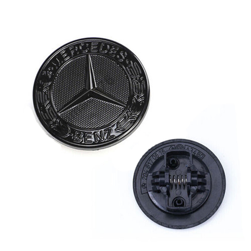 Gloss Black Mercedes Badge Emblem for E53 E63 AMG Flat Laurel Wreath