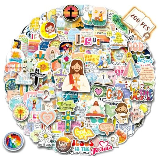 200PCS Jesus Christian Stickers, Religious Stickers for Kids Bible Verse