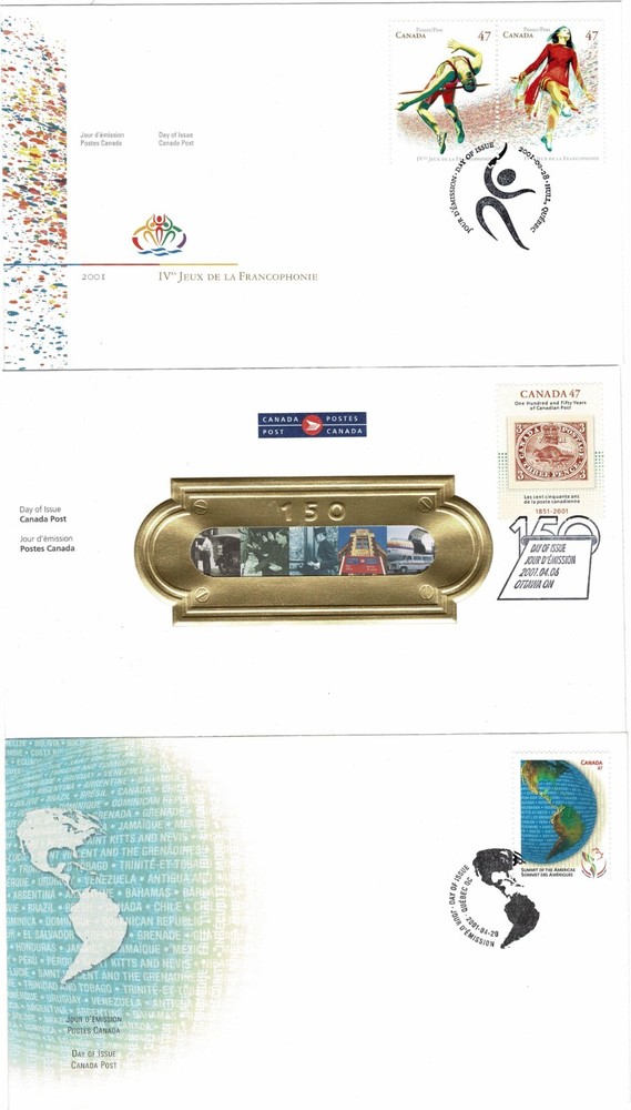 CANADA 2001 10 x SINGLE STAMP OR PAIRS OFFICIAL FIRST DAY COVERS PIERRE TRUDEAU