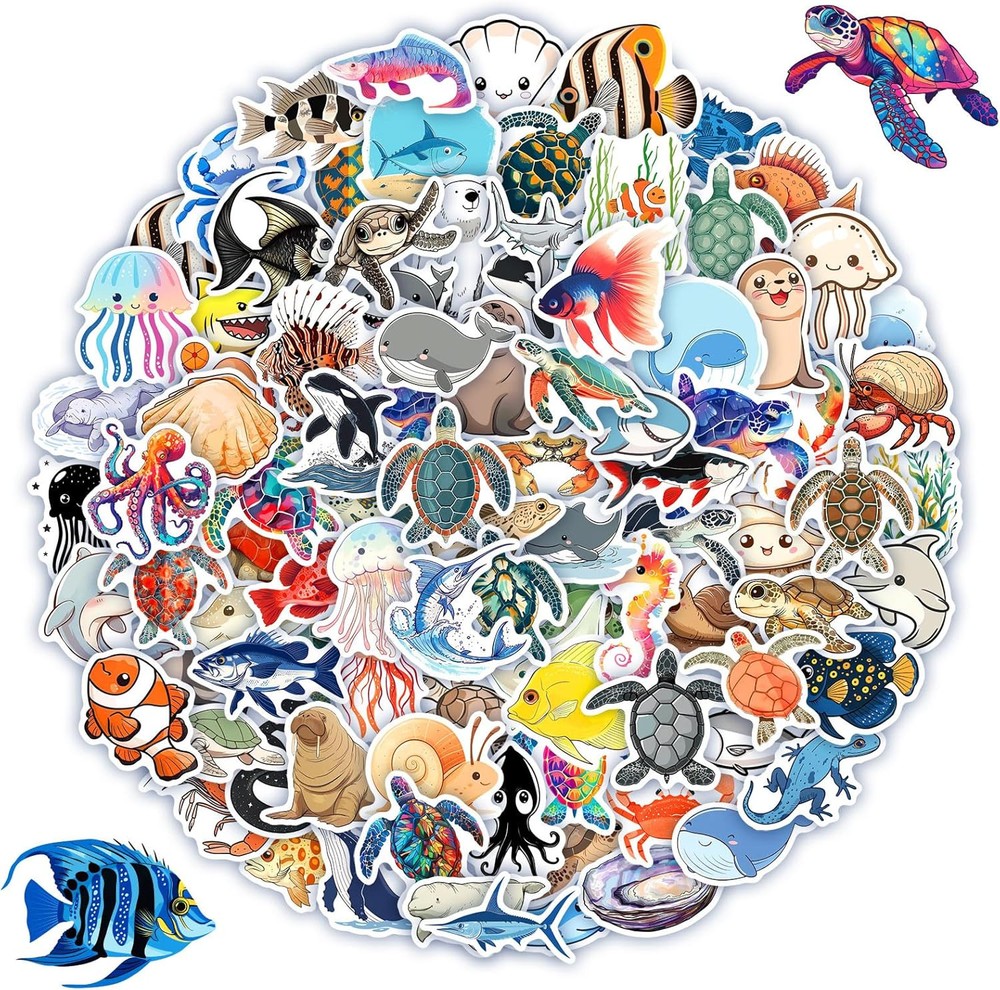 100 Colorful Ocean Animal Stickers for Kids Teens Adults Underwater Theme Decals