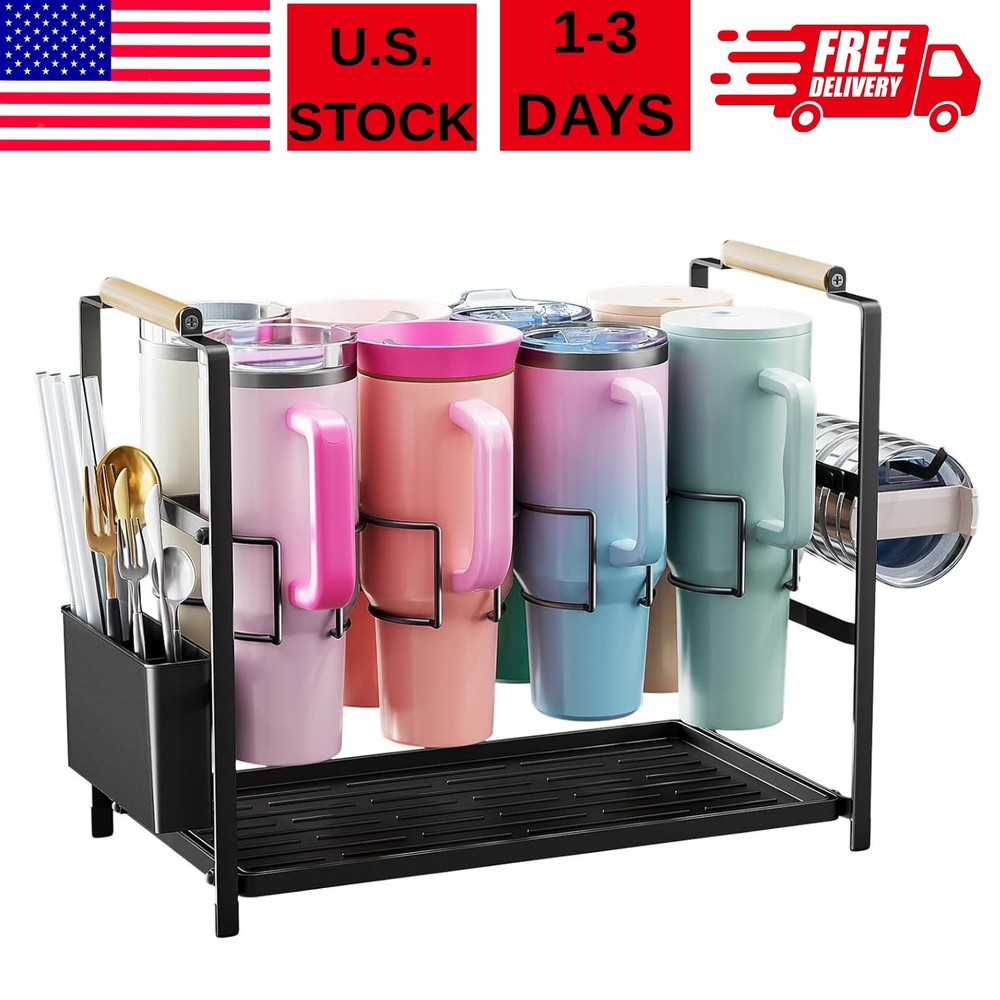 Secador y Organizador de Botellas de Agua 40oz con Asa, 8 Ranuras