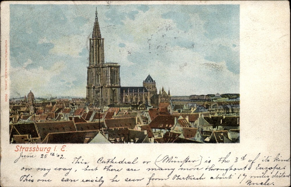 Strasbourg Cathedral Strasbourg Alsace France vintage postcard e313