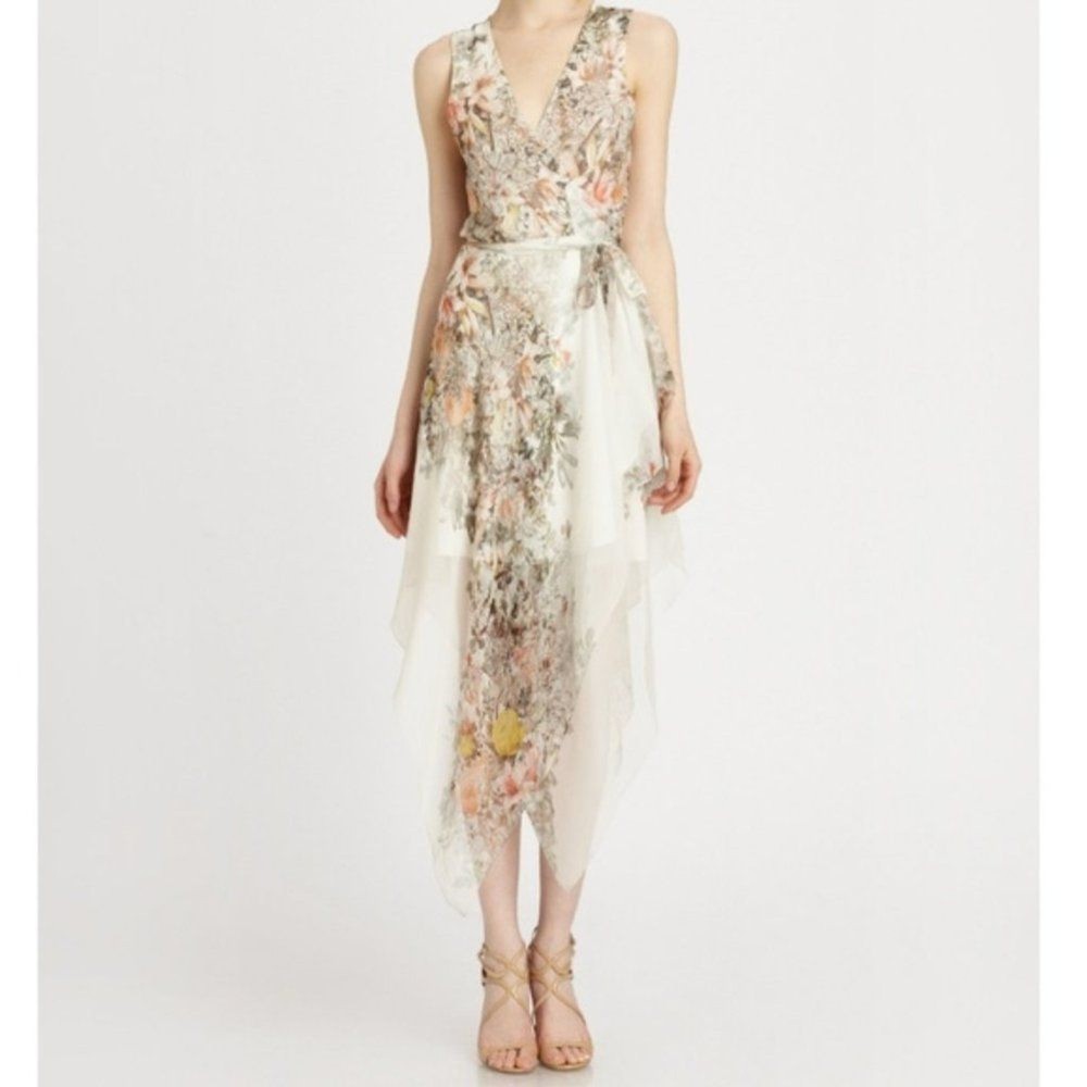 Rare! Haute Hippie Floral Silk Wrap Dress XS