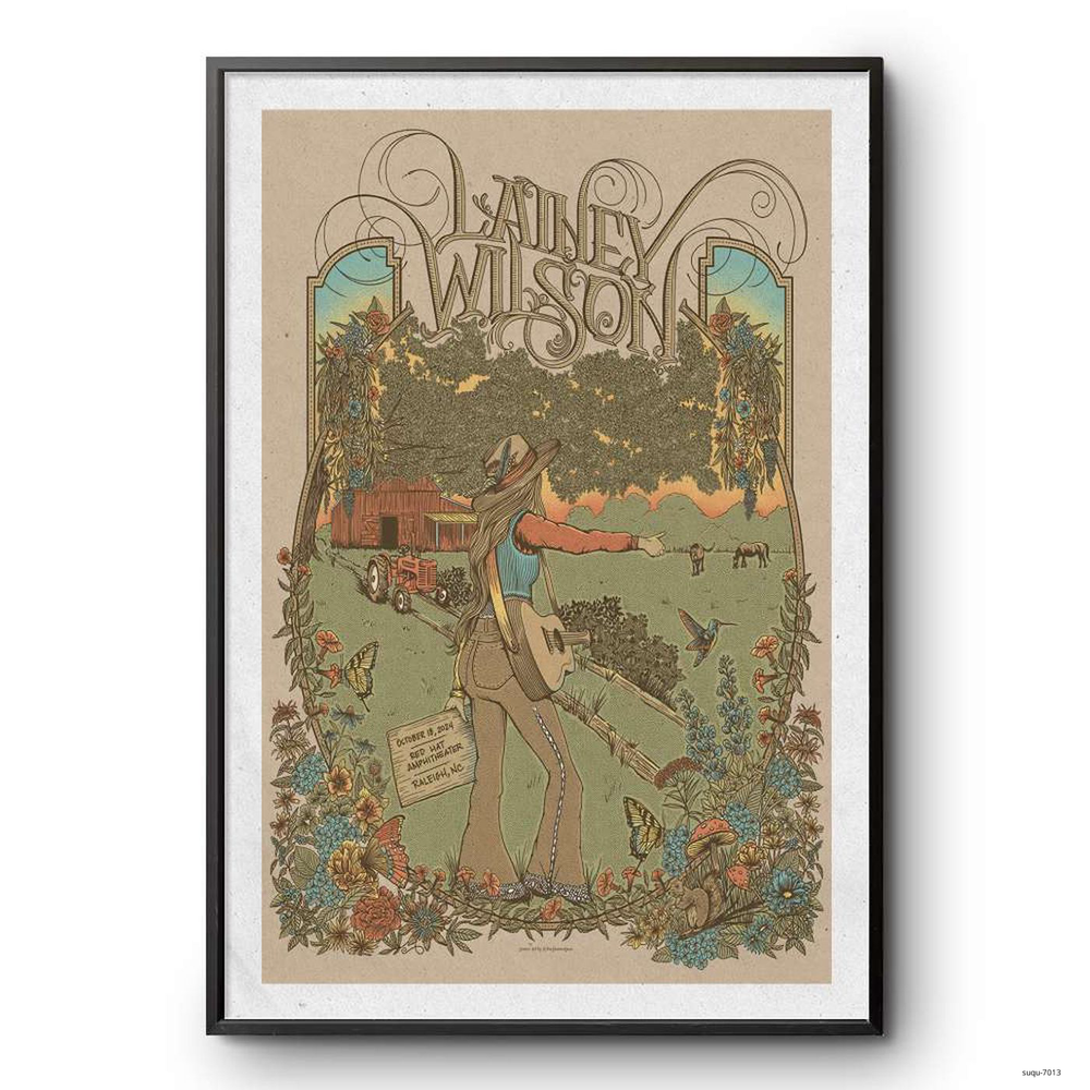 Concert Poster Lainey Wilson October 18 2024 Show In Raleigh, NC Wall Art Decor
