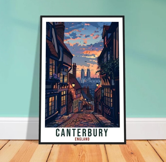Canterbury England Travel Print for Home Decor Wall Art