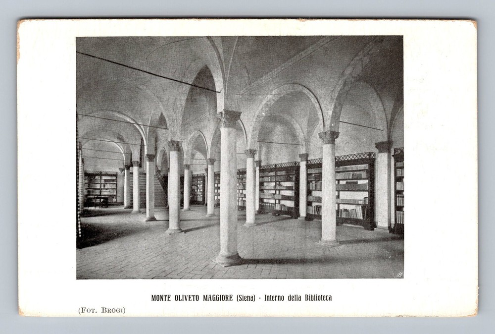 Italy- Monte Oliveto Maggiore Siena Monastery Library Old Card Vintage Postcard