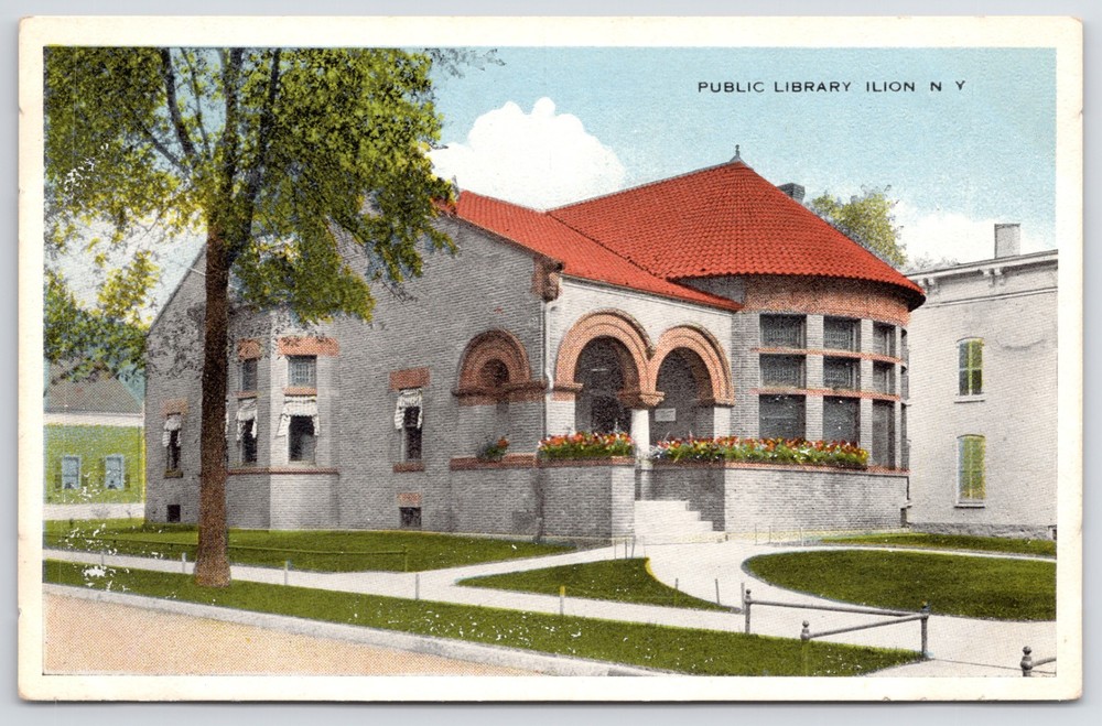 New York Ilion Public Library Herkimer County Commercialchrome Postcard
