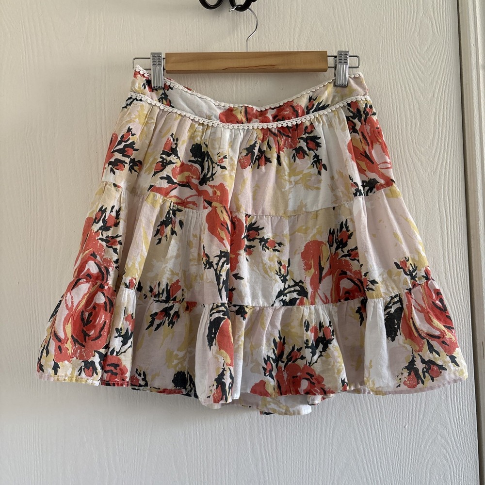 Kimchi Blue Women’s Size Medium Floral Tiered Skirt Boho Cottagecore 100% Cotton