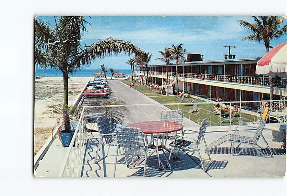Postcard Azure Tides Hotel Court Lido Beach Sarasota Florida USA Gulf of Mexico