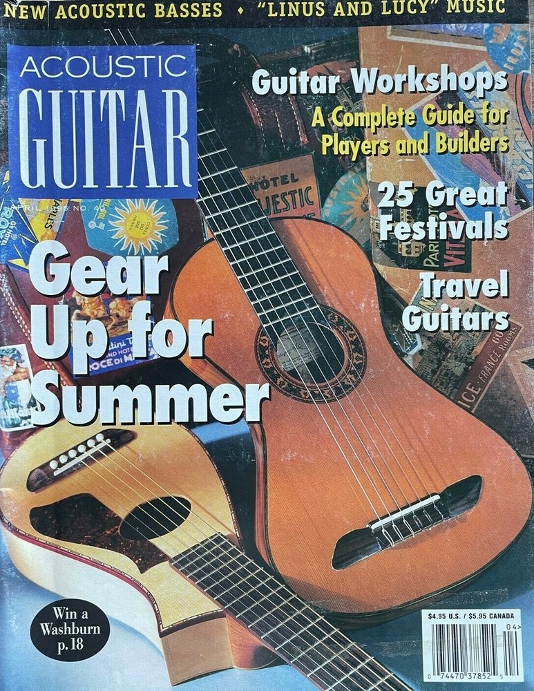 Acoustic Guitar Magazine April 1996 Travel Guitars Comparison Summer Festivals