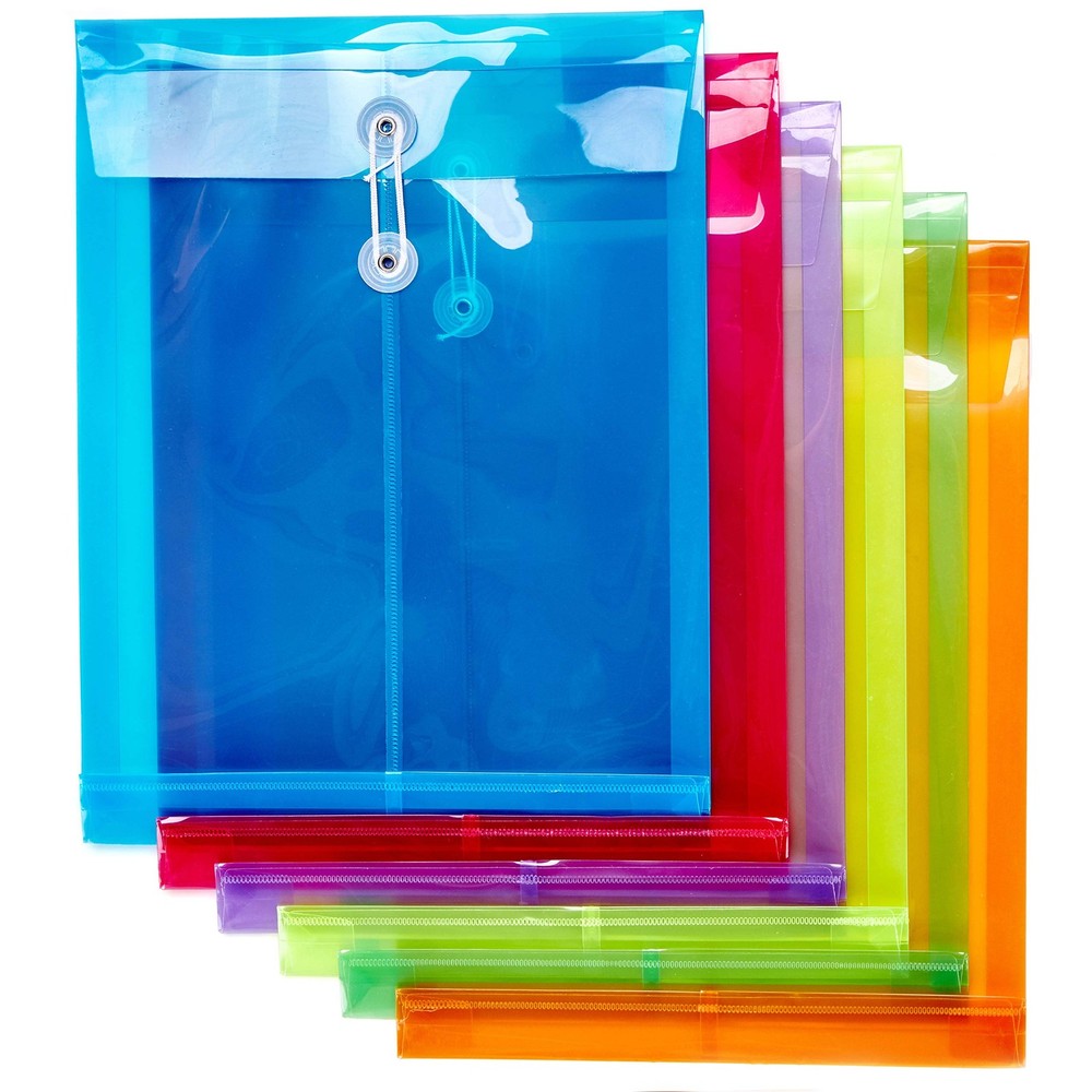 6 Pack Plastic Envelopes Poly Envelopes Expandable Files Document Folders with B