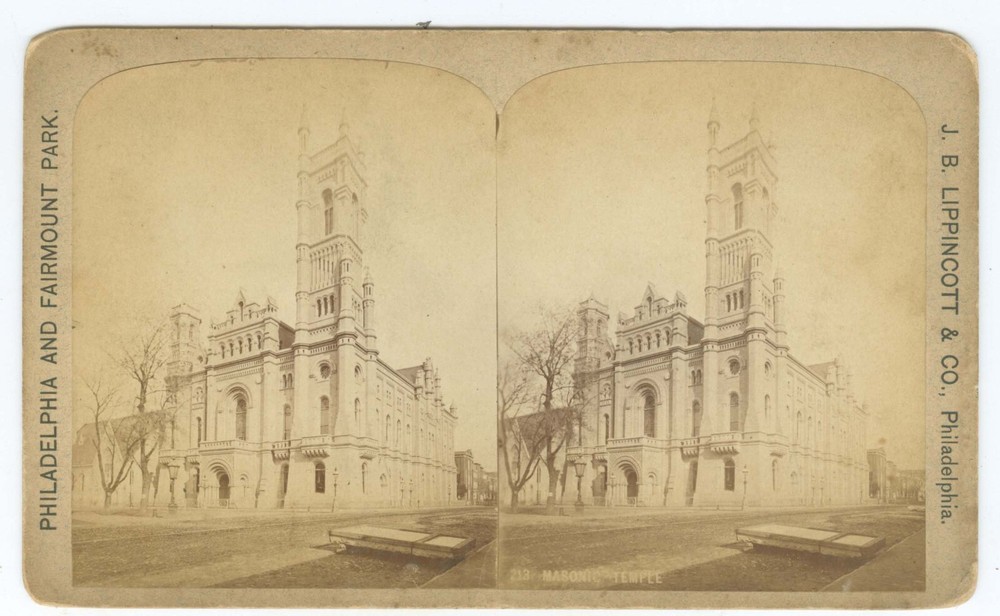D1080~ PHILADELPHIA PENNSYLVANIA – Masonic Temple.1870s Stereoview Lippincott