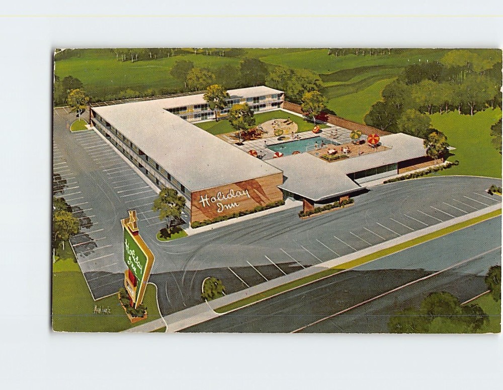 Postcard Aerial View Of Holiday Inn Vandalia Illinois