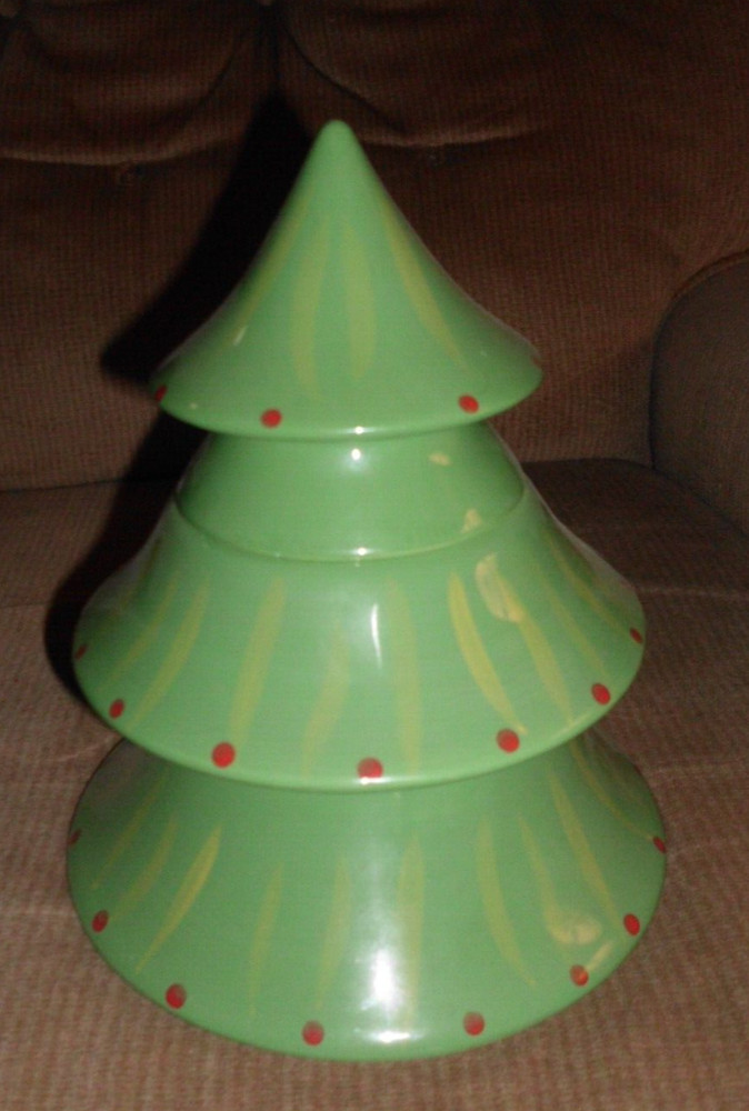 Sapota Vintage Ceramic Christmas Tree Cookie/Candy  Jar