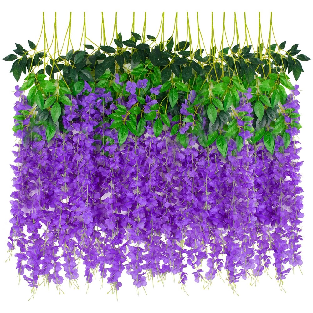 12 Pack Artificial Wisteria Flowers Garland Silk Fake Flowers Hanging Vine