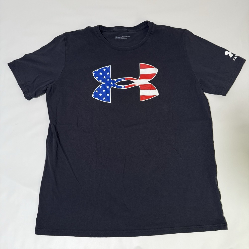 Under Armour Men’s XXL Short Sleeve T Shirt Black ‘USA’ American Flag Logo