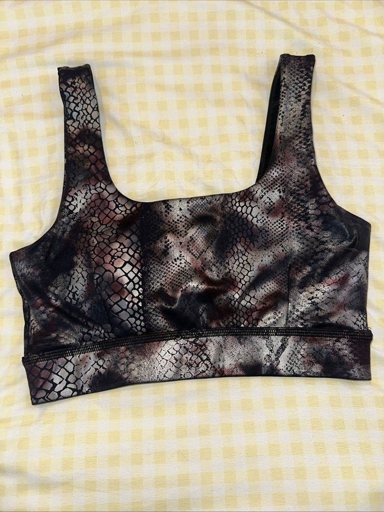 Mono B snakeskin Print Padded Stretch Sports Bra Top Women's Size Small #227