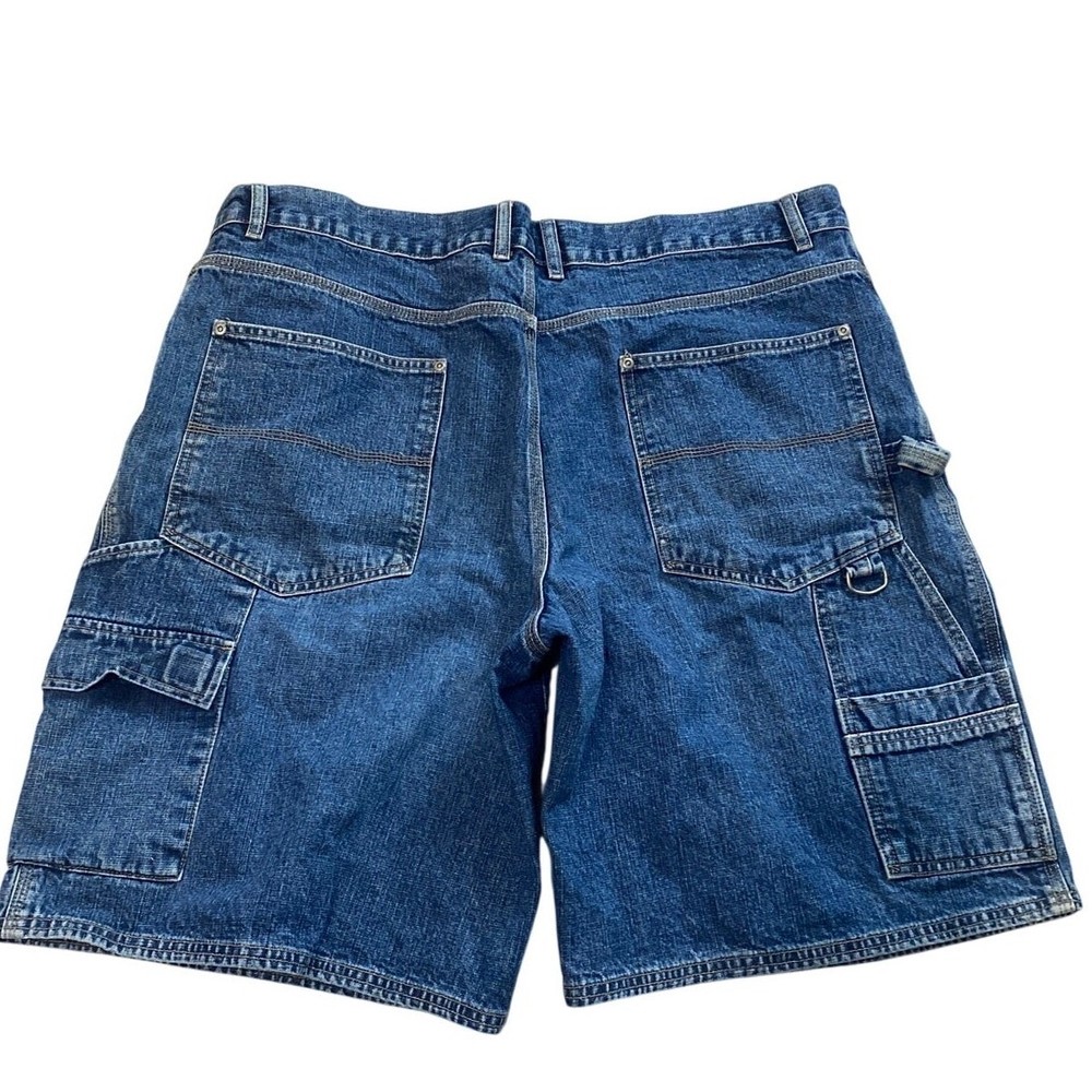VTG Faded Glory Men Carpenter Shorts Size 42 Blue Denim Utility Jorts 90s
