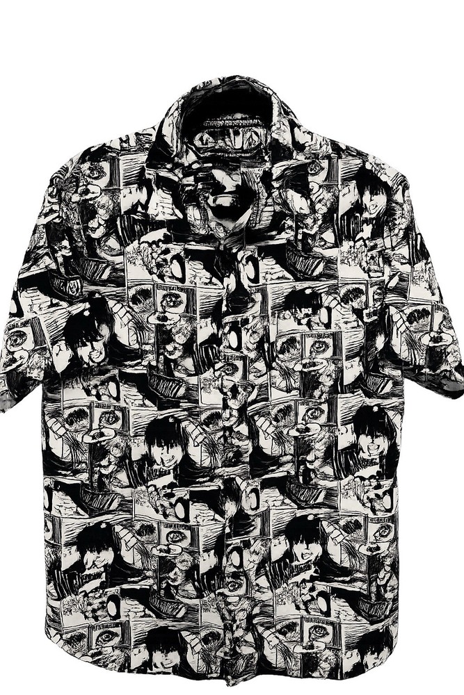Fresh Attitude Naruto Graphic Print Short Sleeve Button-Up Shirt M