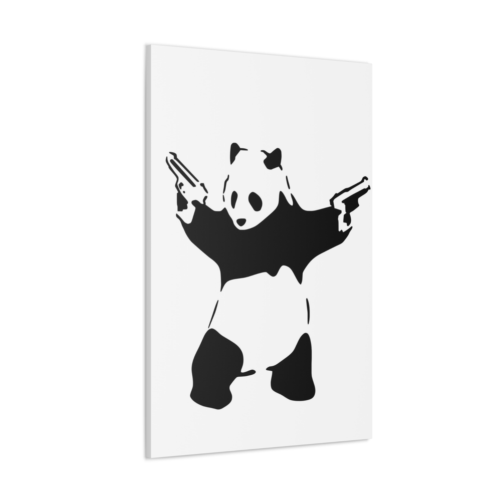 Banksy Panda Gunman Canvas Thug Panda Black White Street Art Wall Decor